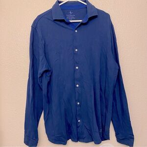 Tailorbyrd Collection navy blue Long sleeve button down shirt 100% cotton-XL
